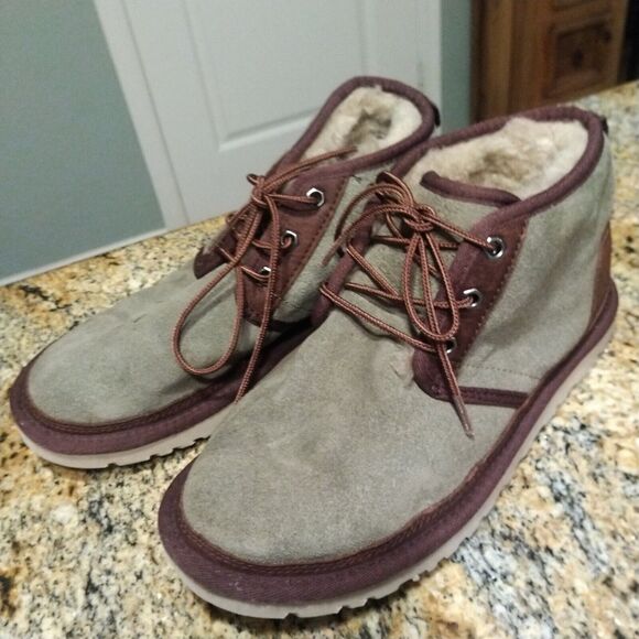 UGG Australia Neumel Mens Ankle Boots Taupe Suede Sheepskin 1095349 Size 6 - Picture 6 of 12